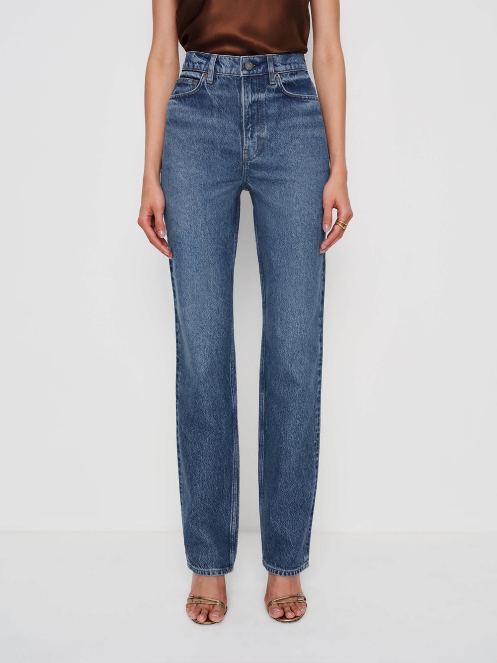 Cynthia High Rise Straight Leg Jeans Medium Blue